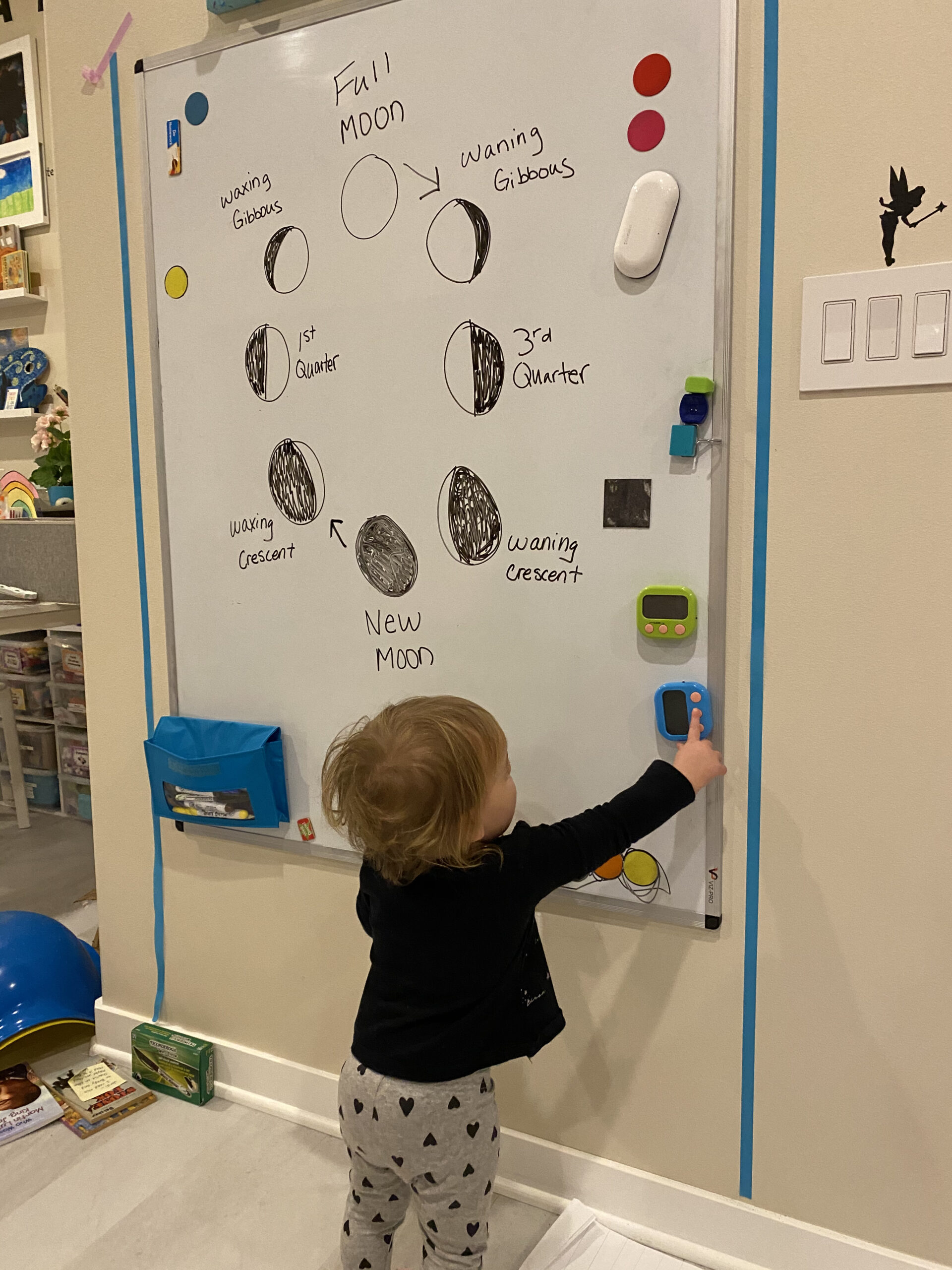 Phases of the Moon: As the moon orbits the Earth, different amounts of light are reflected off the surface of the moon. A fun way to teach the phases of the moon is the hands-on activity. Being able to snack on the activity is a bonus!