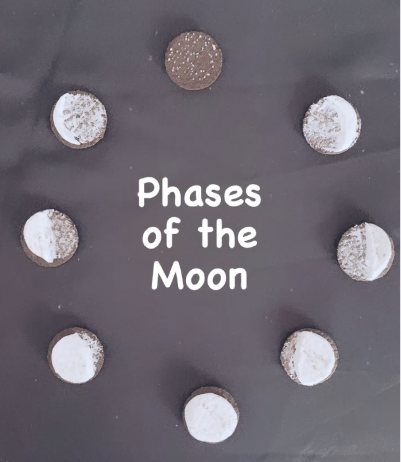 Phases of the Moon: As the moon orbits the Earth, different amounts of light are reflected off the surface of the moon. A fun way to teach the phases of the moon is the hands-on activity. Being able to snack on the activity is a bonus!