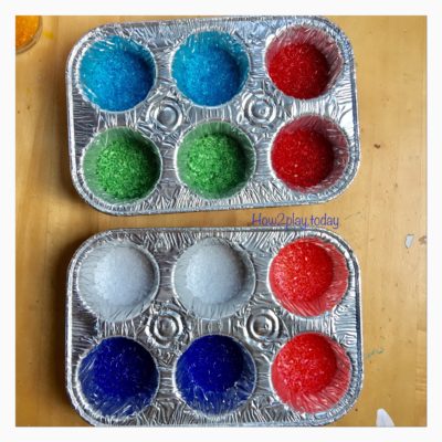 DIY Sun Catchers or you can even make these into ornaments.  Using a muffin tin, pour mini crystals to fill the bottom.  Melt in oven at 400 degrees for 15 min.  Let cool and pop them out.  Drill a hole to hang them together or individually.  