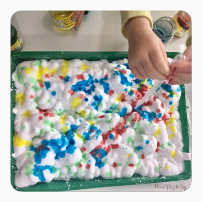 DIY Marbled Painting.  This fun arts and crafts projects starts out as a great sensory play where you can teach about mixing colors.  The final product is a great piece of art that you can hang, make into a card or gift tag and so much more.  