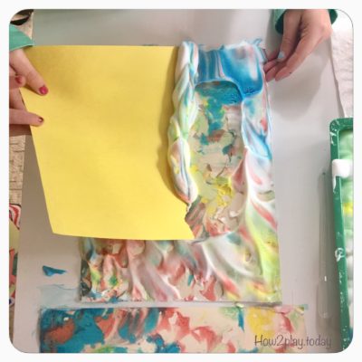 DIY Marbled Painting. This fun arts and crafts projects starts out as a great sensory play where you can teach about mixing colors. The final product is a great piece of art that you can hang, make into a card or gift tag and so much more.