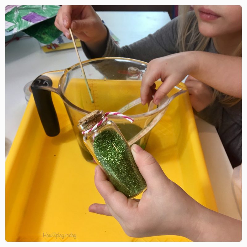 This DIY slime is made from clear glue, liquid starch, food coloring and a whole lot of glitter, which makes it perfect for St. Patrick's Day. You and your little ones will enjoy making and playing with this! Store in container for continuous play all month long.