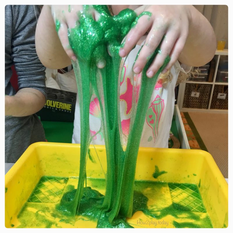 This DIY slime is made from clear glue, liquid starch, food coloring and a whole lot of glitter, which makes it perfect for St. Patrick's Day. You and your little ones will enjoy making and playing with this! Store in container for continuous play all month long.