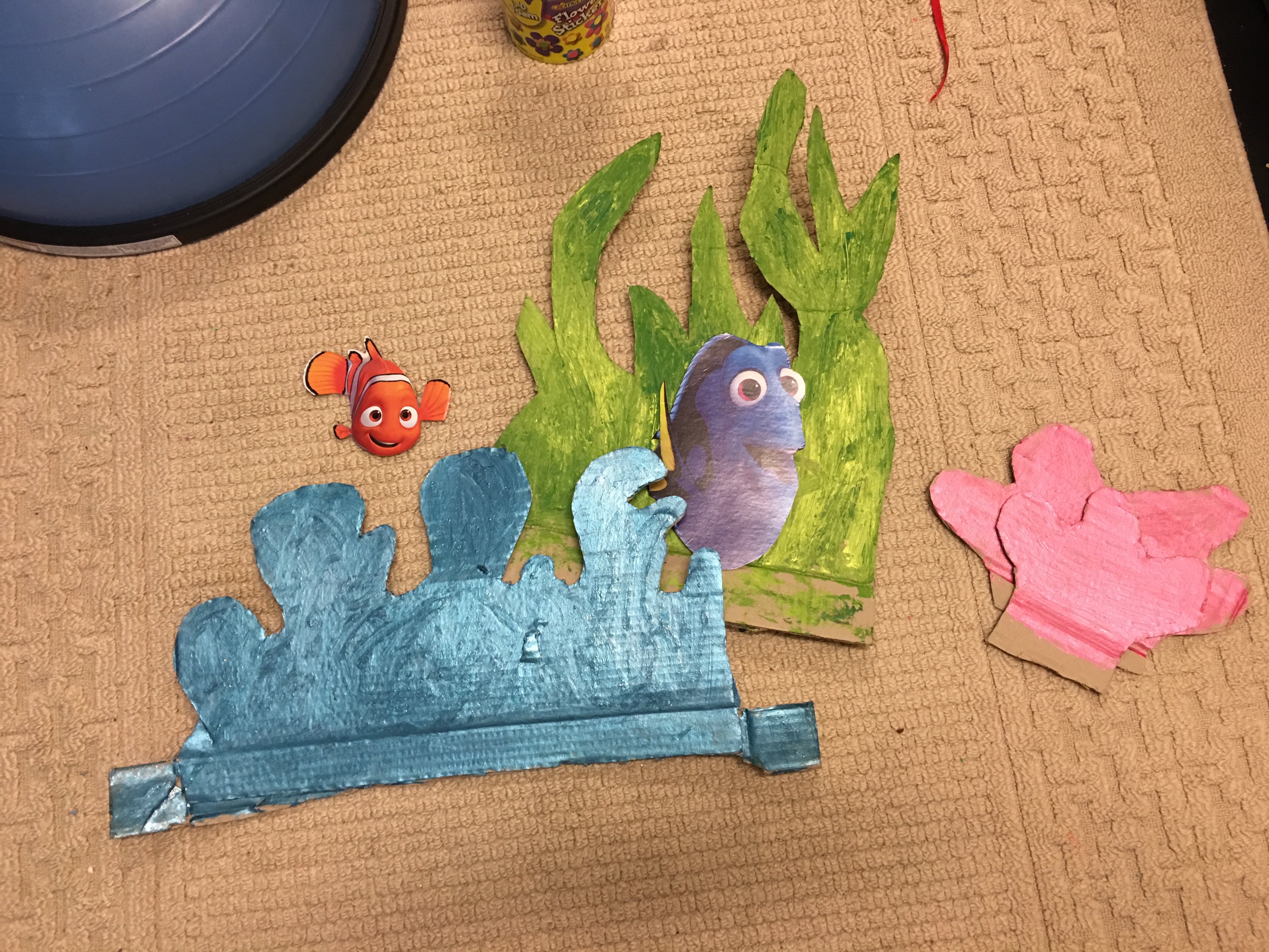 DIY Ocean decor for playroom. Of course getting the kids involved in this creation is half the fun.
