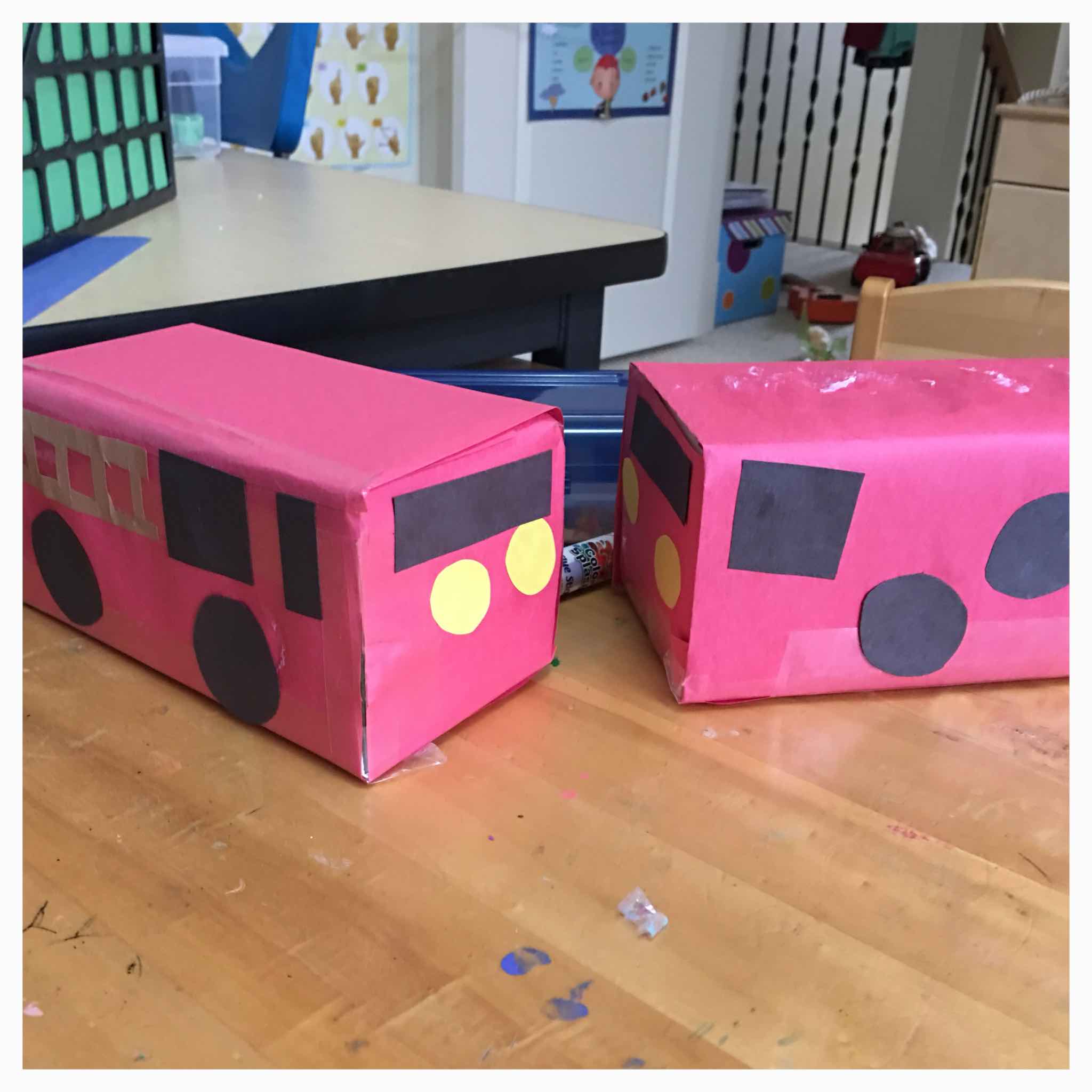 Fire Safety Week: learning about fire fighters and fire safety. Here's a simple DIY box fire truck the children can create to play with.