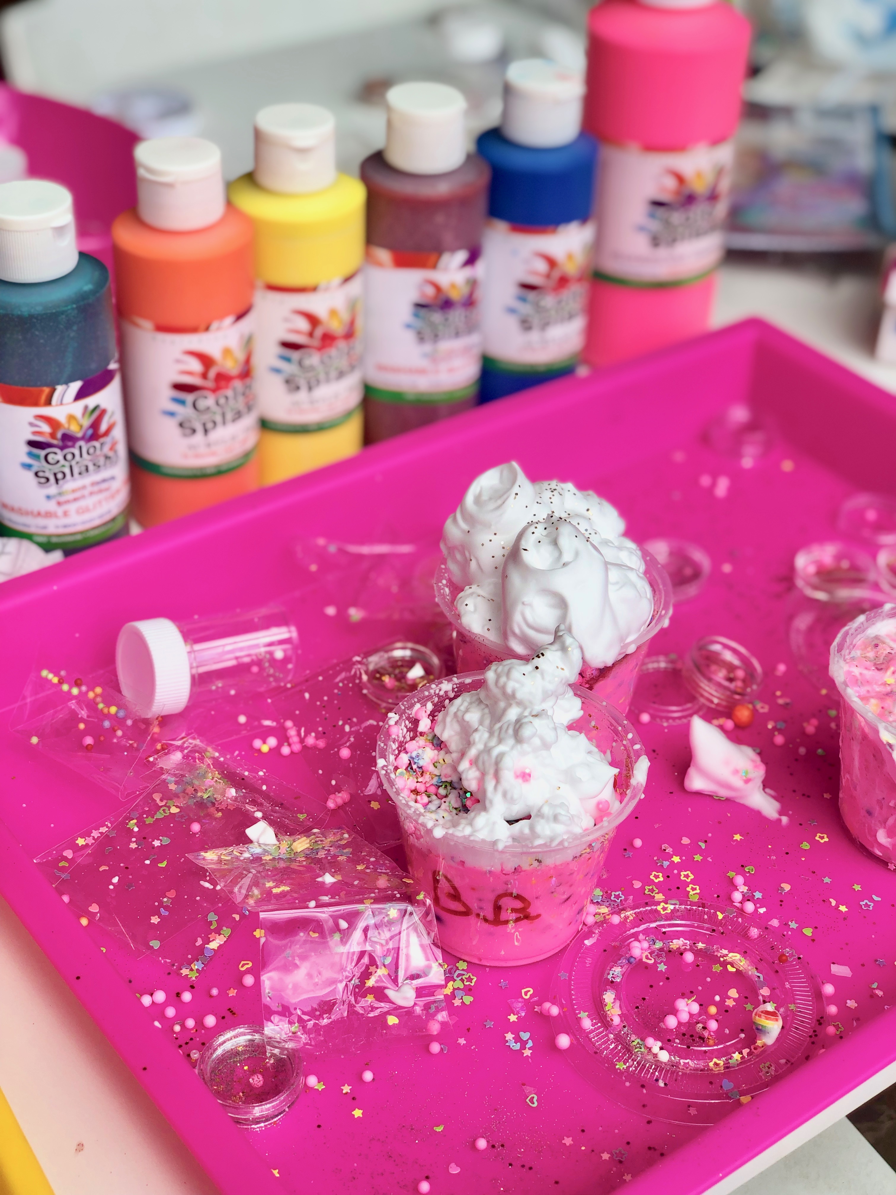 How to create slime with 3 year olds and avoid the worry of messes.