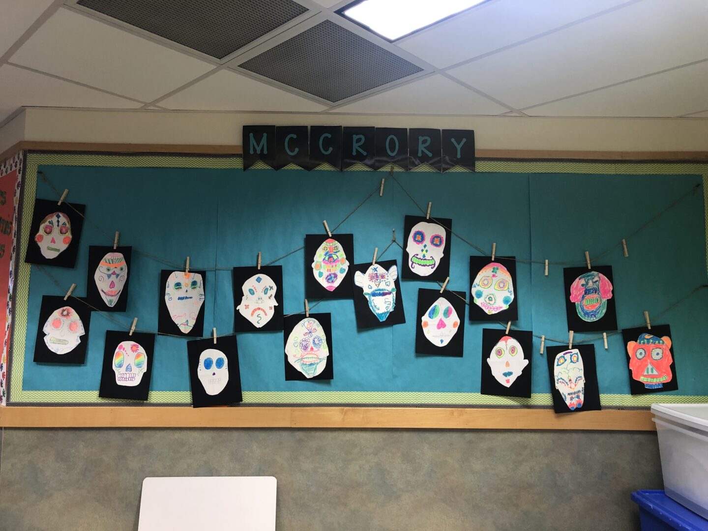 Neon Sugar Skulls - created by students from Grade 3