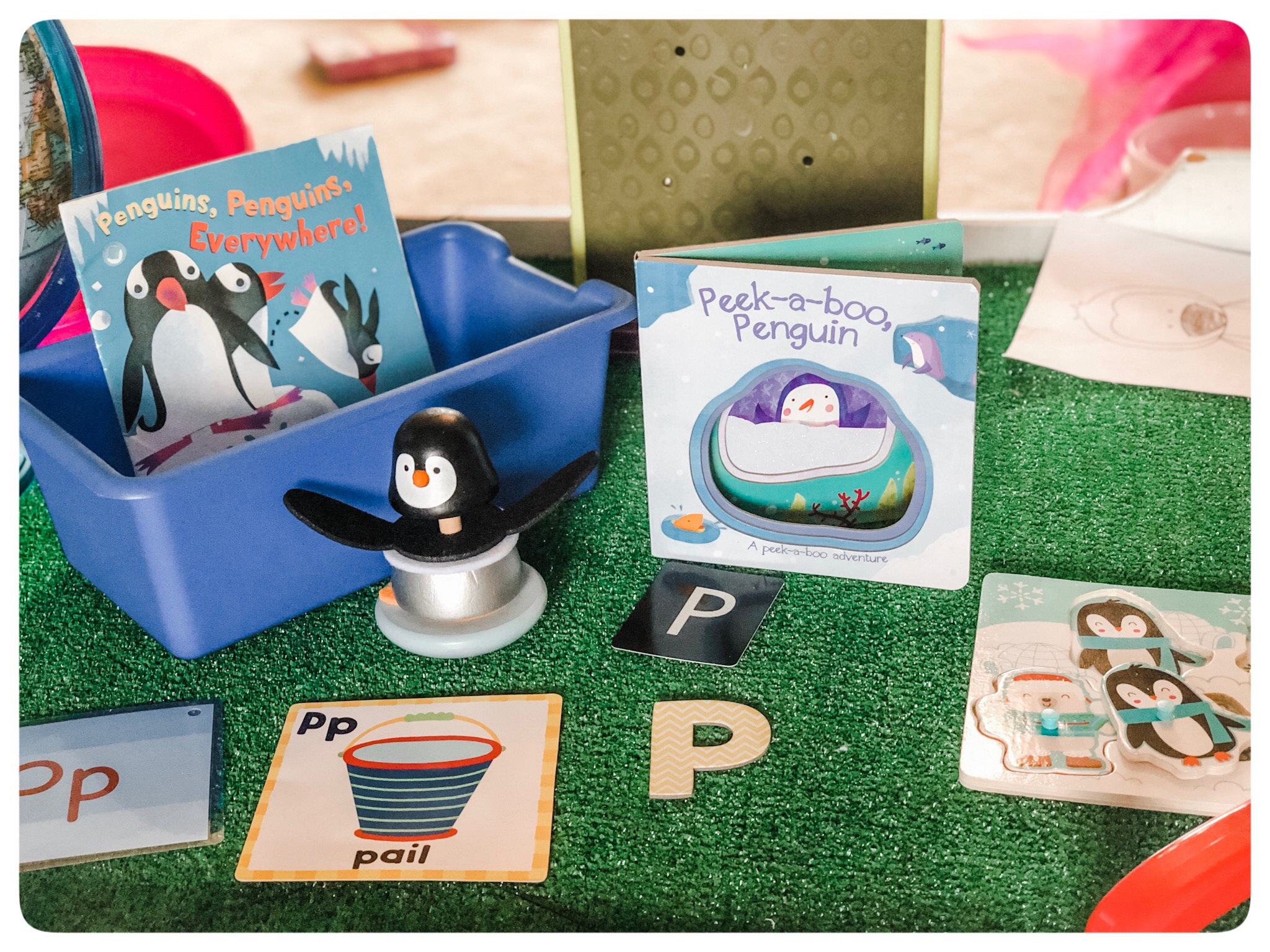 P is for Penguin.  Welcome to learning fun and creative ways to teach children letters of the alphabet, including sign language, arts and crafts, sensory bins, sensory trays, and literature.  