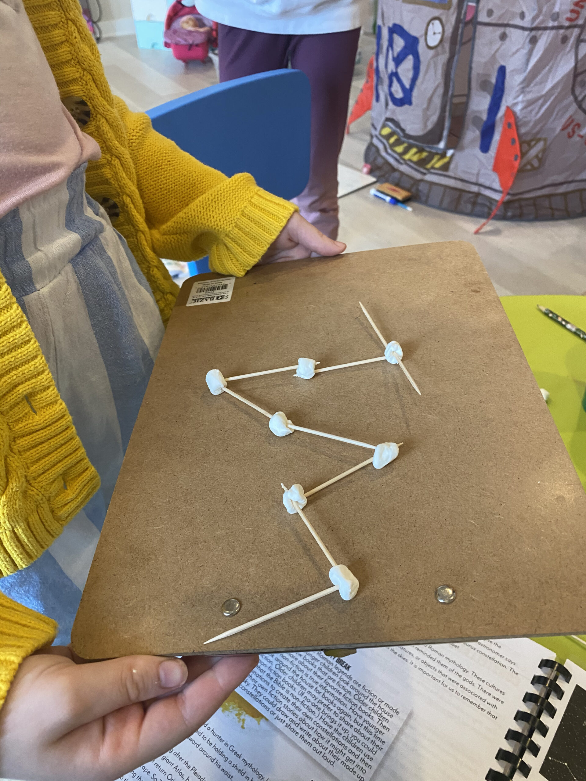 STEM activity. Marshmallow Constellations: Let's create some constellations using mini marshmallows and toothpicks. Have fun and learn about the stars.