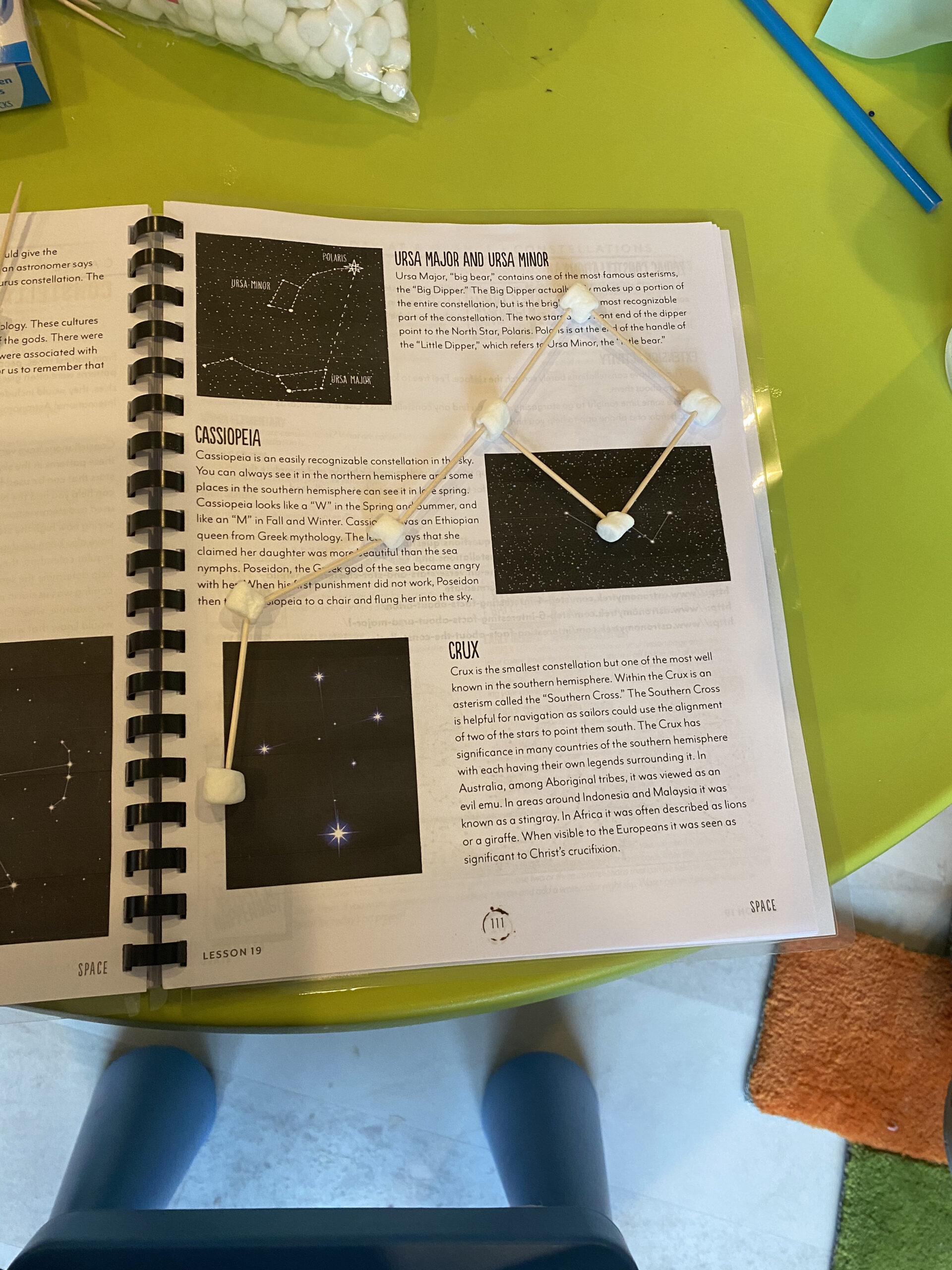 Marshmallow Constellations: Let's create some constellations using mini marshmallows and toothpicks. Have fun and learn about the stars.