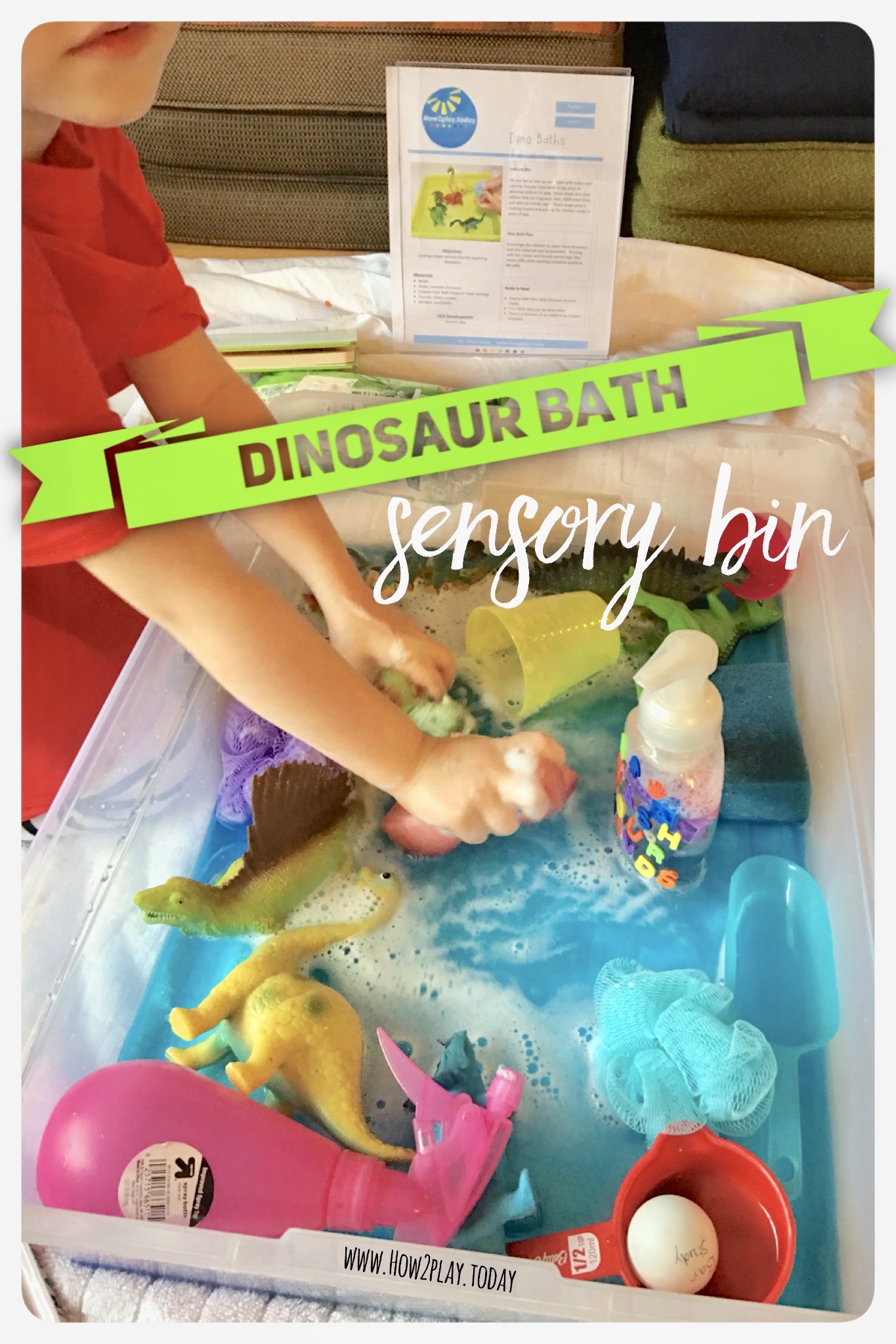 dinosaur bath sensory bin
